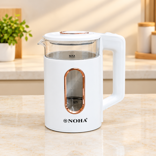 NOHA Electric Glass Kettle – Modern Design, White